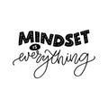 Mindset is everything. Motivational quote about fixed and growth mind set. Inspirational slogan for coaching and