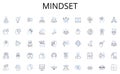 Mindset line icons collection. Empowerment, Visionary, Inspiration, Resilience, Communication, Accountability, Growth