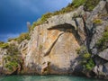 Mine Bay Maori Rock Carvings in Taupo, North Island, New Zealand