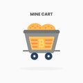 Mine cart icon flat.