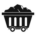 Mine coal wagon icon, simple style