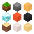 Mine Cubes Signs 3d Icon Set Isometric View. Vector Royalty Free Stock Photo