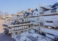 Mine equipment stockpiled at the mine yard