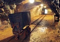 Mine gold underground tunnel railroad Royalty Free Stock Photo