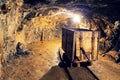 Mine gold underground tunnel railroad Royalty Free Stock Photo