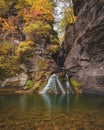 Mine Kill Falls and autumn color in the Catskill Mountains, New York Royalty Free Stock Photo