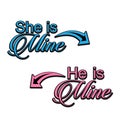 She is mine, He is mine vector design