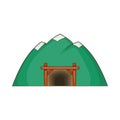 Mine in mountain icon, cartoon style