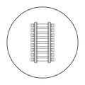 Mine railway icon in outline style isolated on white background. Mine symbol stock vector illustration.