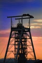 Mine shaft sunset Royalty Free Stock Photo