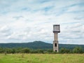 Mine tower and abandoned residues from iron and copper ore mining Royalty Free Stock Photo