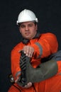 Mine worker in boots Royalty Free Stock Photo