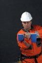 Mine worker with file Royalty Free Stock Photo