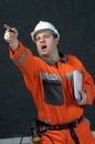 Mine worker with file Royalty Free Stock Photo
