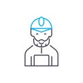 Mine worker vector thin line stroke icon. Mine worker outline illustration, linear sign, symbol concept. Royalty Free Stock Photo