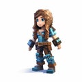 Lovely Minecraft Character With Blue Armor On White Background Royalty Free Stock Photo