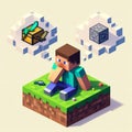 Minecraft character thinking Royalty Free Stock Photo
