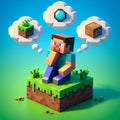 Minecraft characters thinking Royalty Free Stock Photo