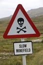 Minefield Sign near Port Stanley in the Falkland Islands Royalty Free Stock Photo