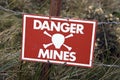 Minefield Sign near Port Stanley in the Falkland Islands