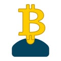 Miner bitcoin is businessman. Guy Cryptocurrency . Vector illustration