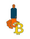 Miner bitcoin is businessman. Guy Cryptocurrency . Vector illustration