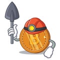 Miner bitcoin coin character cartoon