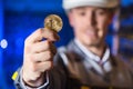 Miner bitcoin cryptocurrency Royalty Free Stock Photo