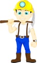 Miner boy hold the pick axe