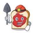 Miner bread with jam mascot cartoon