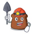 Miner brown bread mascot cartoon