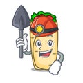 Miner burrito mascot cartoon style