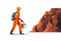 miner in cave vector flat minimalistic isolated illustration Royalty Free Stock Photo