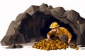 miner in cave vector flat minimalistic isolated illustration Royalty Free Stock Photo