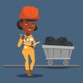 Miner checking documents vector illustration.