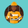 Miner checking documents vector illustration.