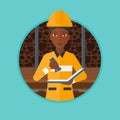 Miner checking documents vector illustration.