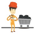 Miner checking documents vector illustration.