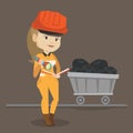 Miner checking documents vector illustration.