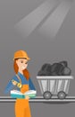 Miner checking documents vector illustration.