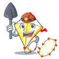 Miner cute kite flying the on mascot