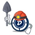Miner Digibyte coin mascot cartoon