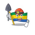 Miner flag gabon isolated in the cartoon