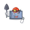 Miner graphic tablet isolated in the cartoon