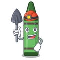 Miner green crayon in the mascot shape