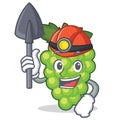 Miner green grapes mascot cartoon