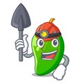 Miner green mango in the cartoon shape