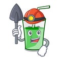 Miner green smoothie mascot cartoon