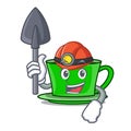 Miner green tea mascot cartoon