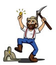 Miner hold goldcartoon design illustration